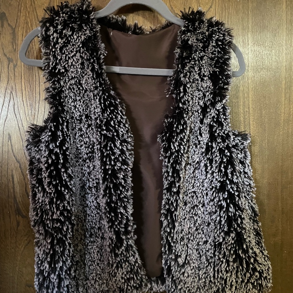 Faux Fur Vest in Black and White